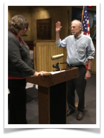 Commanders Oath of Office - Pictured is Commander Fred Schuster being sworn in.