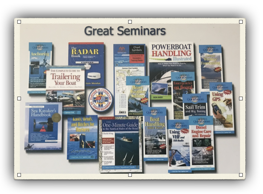 Pictured are the seminar manual covers of the various seminars that are offered.