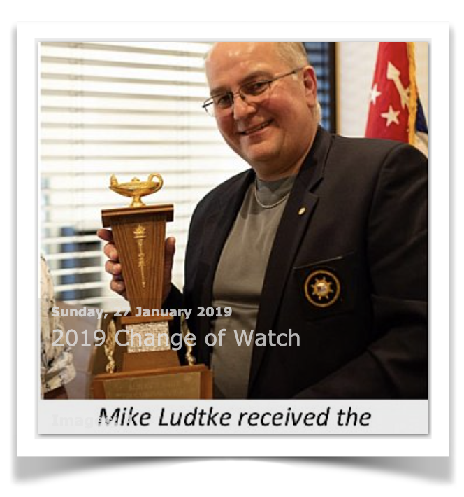 This is a picture of Educational Award Recipient Mike Ludtke presented at the 2019 Change of Watch and Awards Ceremony.