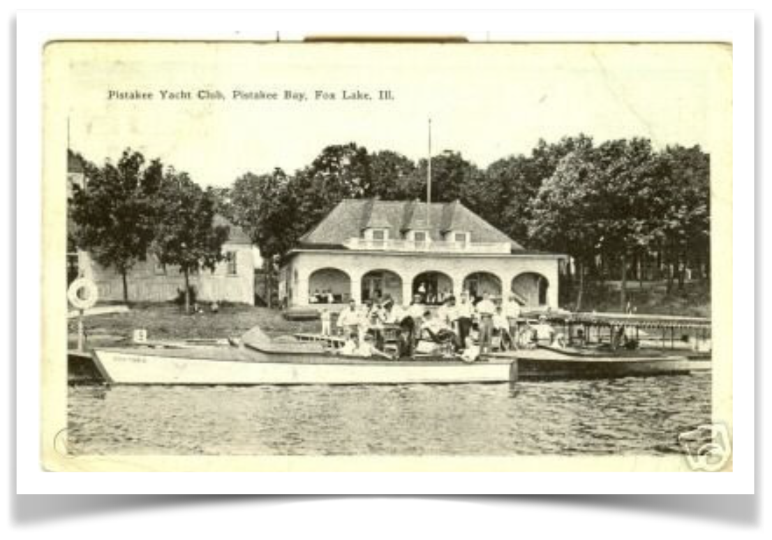 Pictured is a sketch of the Pistakee Yacht Club..